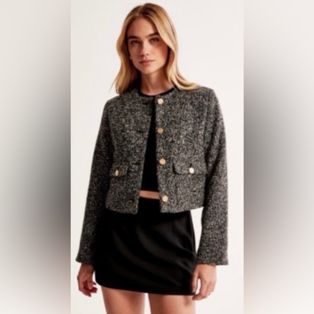 NWT - Abercrombie & Fitch tweed collarless jacket - Picture 1 of 8